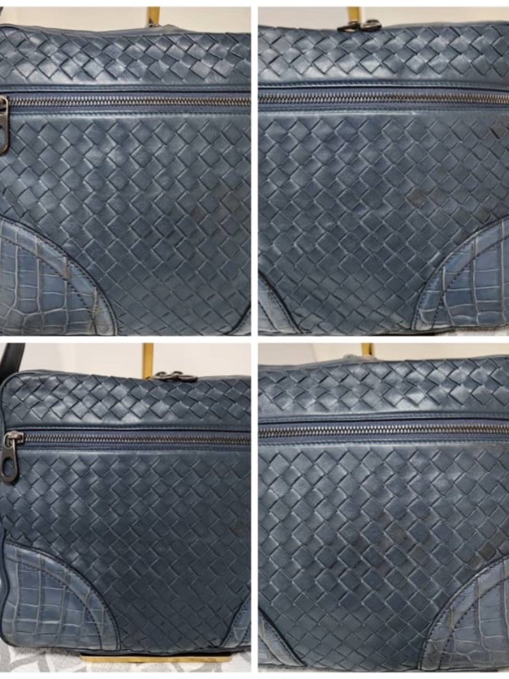 Authentic Bottega Veneta Intrecciato Shoulder Bag Navy Blue - Picture 8 of 16